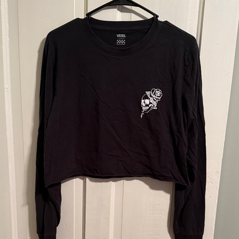 Vans Black Long Sleeve with Skull and Rose